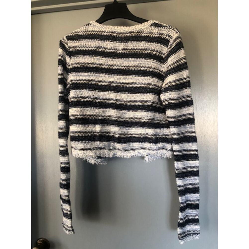 Women's Abercrombie & Fitch Open Cardigan Sz L Long Sleeves Fringe Front and Hem - Picture 2 of 6